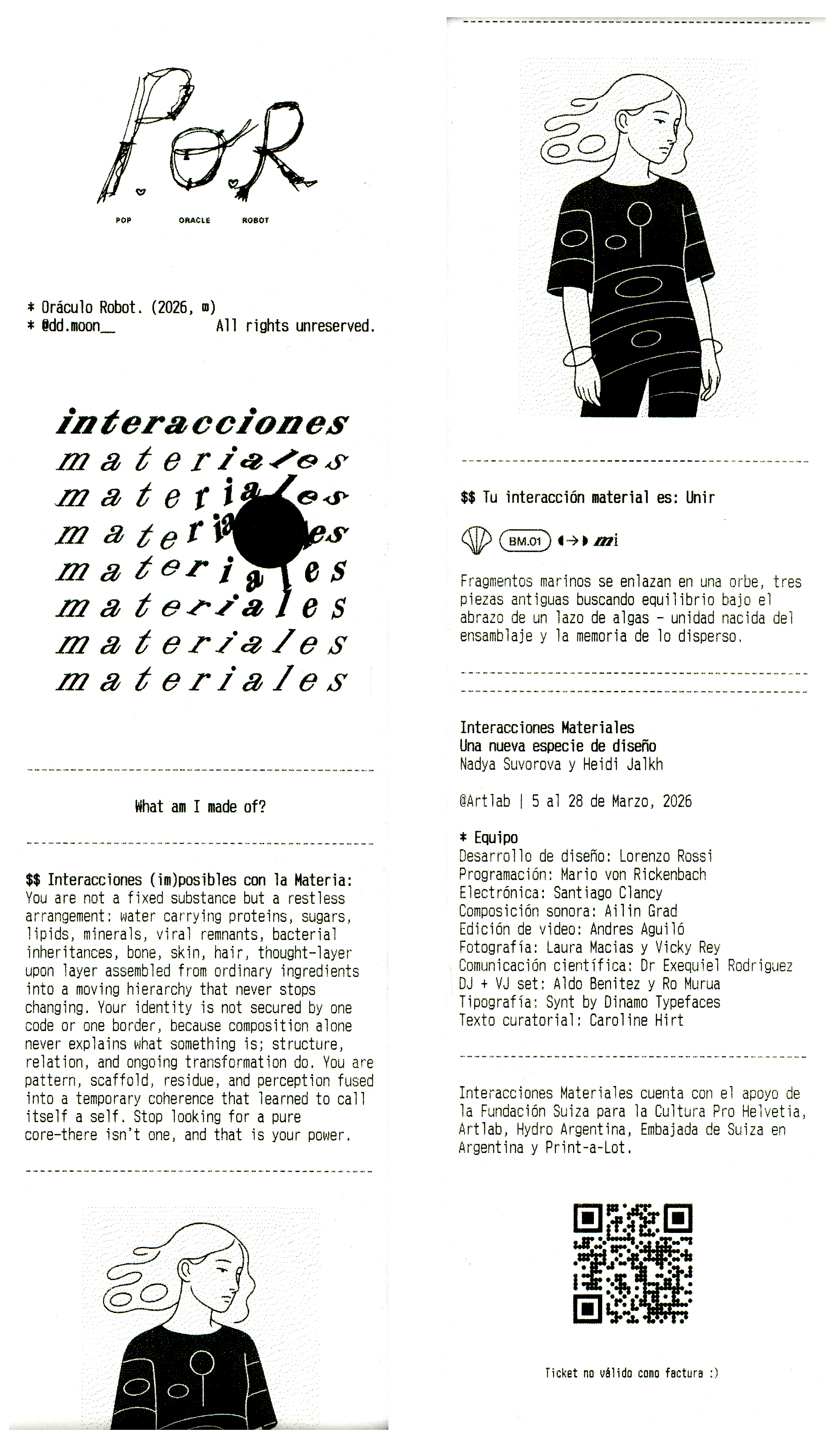 Printed documentation for P.O.R. at Material Interactions